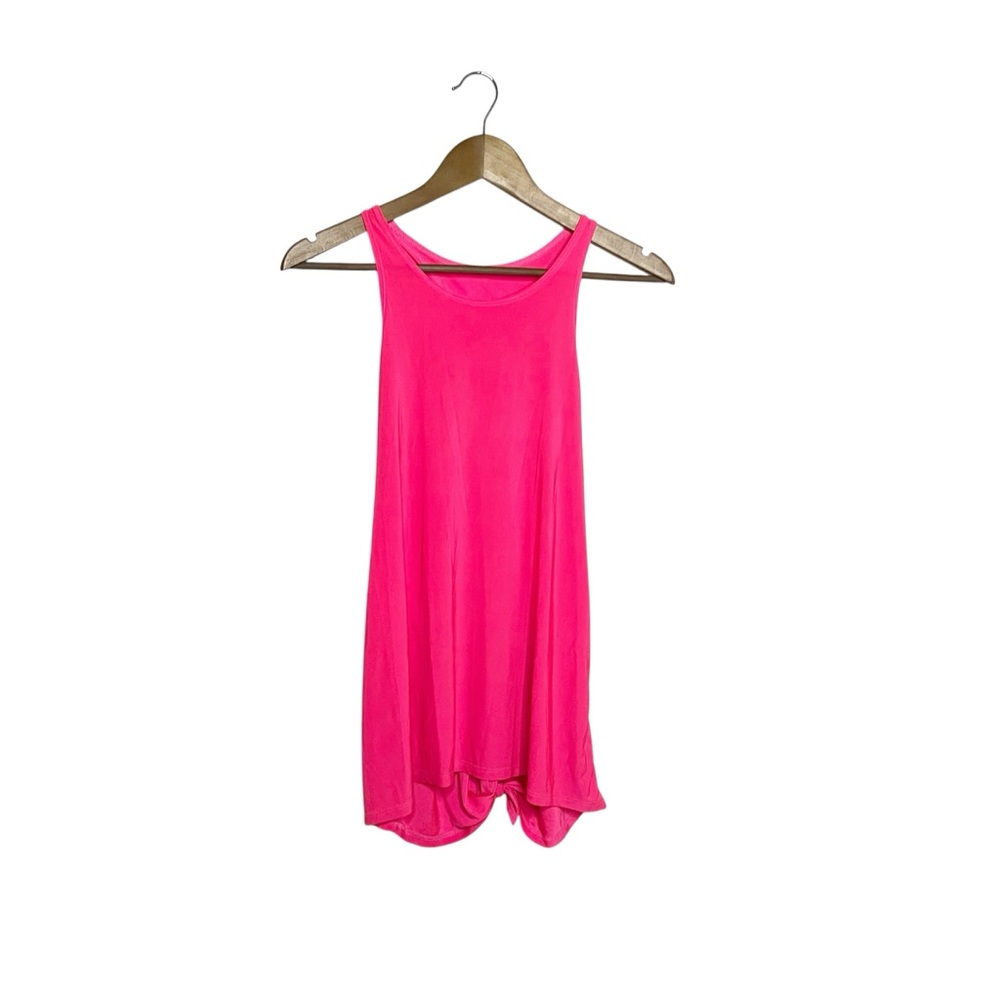 Onzie Hot Pink Racerback Tank Top Tie Back Gym Feminine Yoga Barbie OS Running
